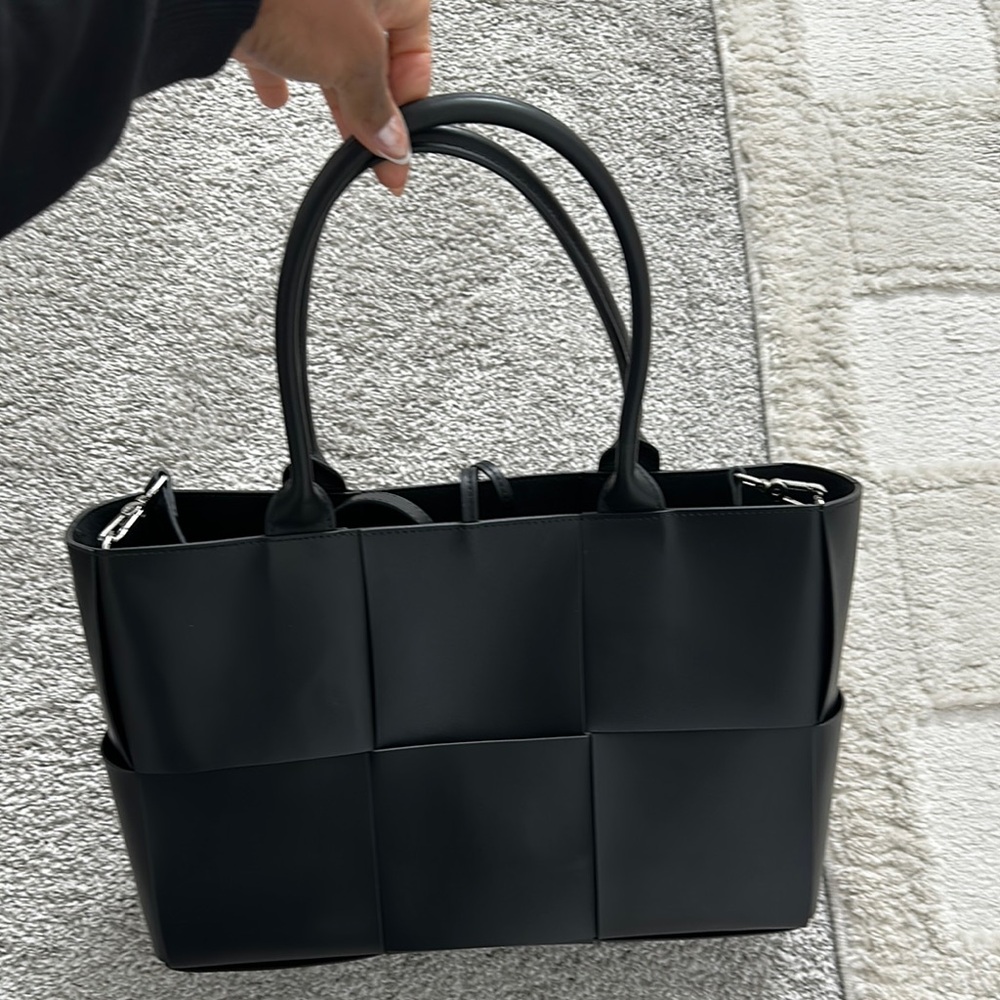 Genuine Leather Black Tote Bag